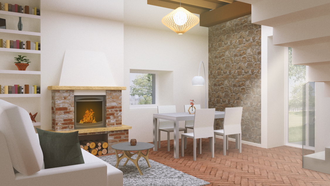 Interior design render salotto